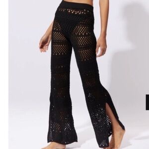 NWT Solid & Striped Logan Crochet Pants Black Chunky Cotton Modal Pull On